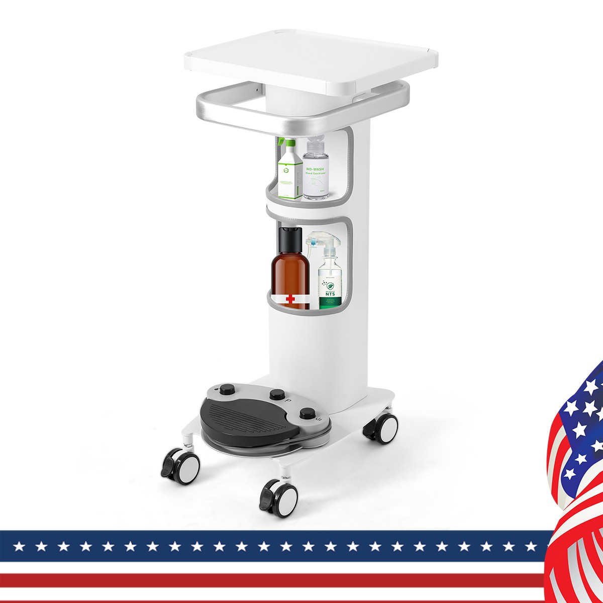 Dental Multi-Function Cart Trolley Mobile Workstation with Plug Outlet & Storage