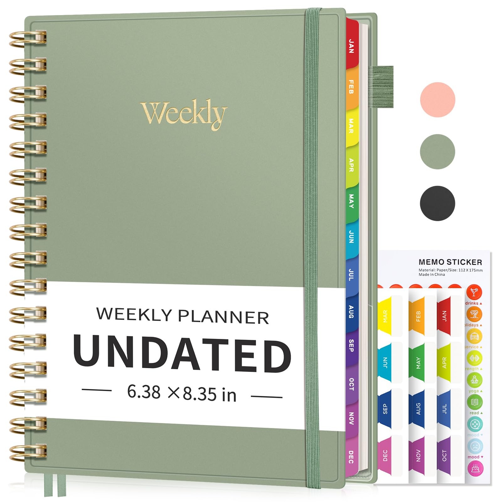 Undated Planner, Weekly and Monthly Calendar, 53 Weeks and 12 Months, A5 (6.3…
