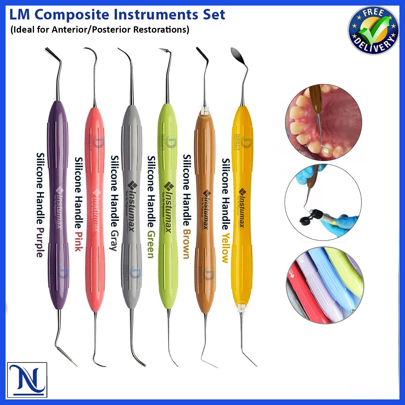 Set 6 Instrumentos de Composite Espátulas, Pluggers y Condensadores Para Dental