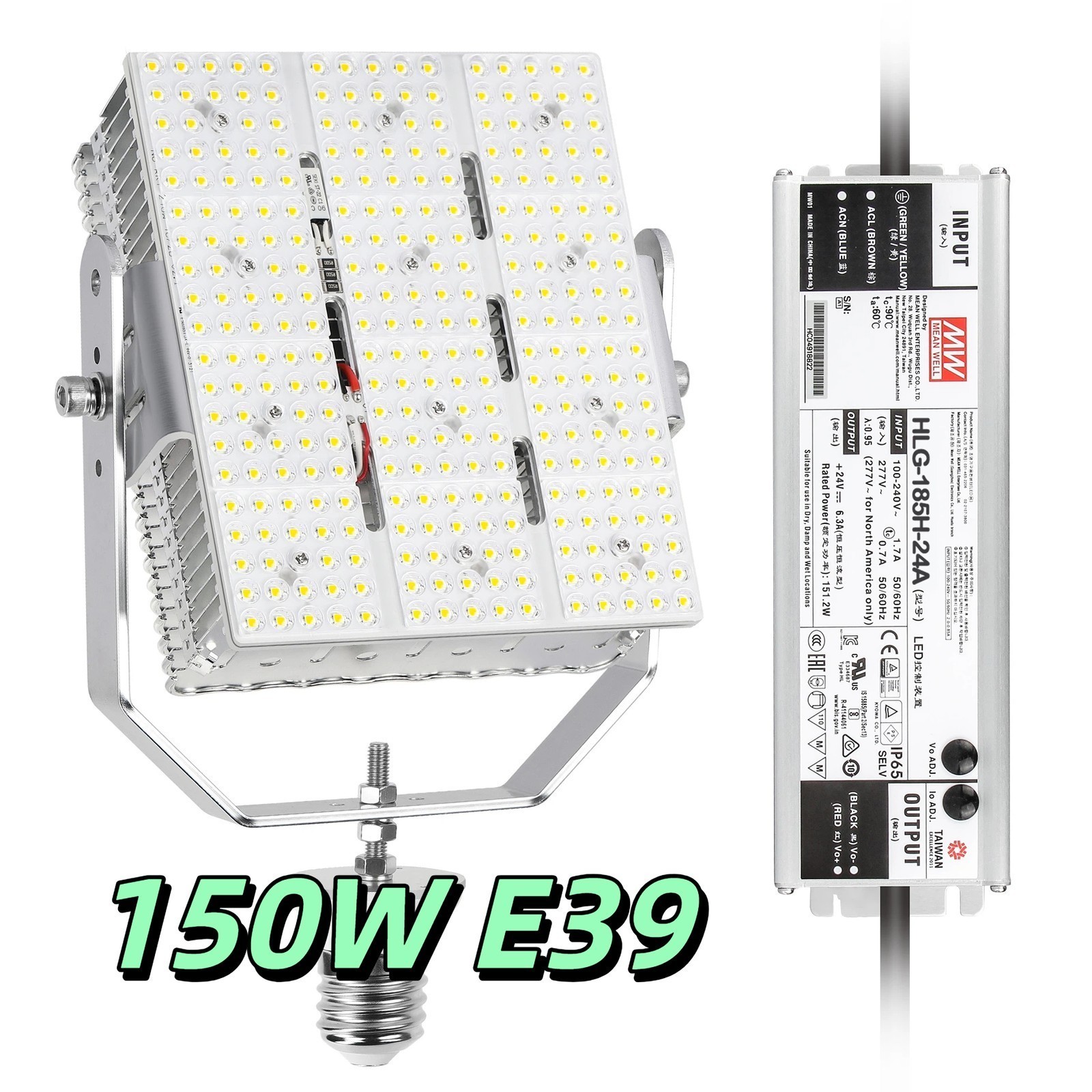 150 Watt Parking Lot Road Post Light LED Shoebox Retrofit Kit 600W MH/HPS Eqival