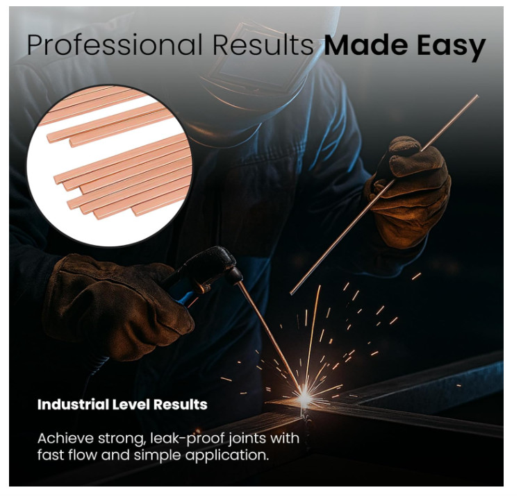 22 pcs Brazing Rods AWS BCuP-5 15% Silver Solder Phos Copper Brazing Alloy Flat