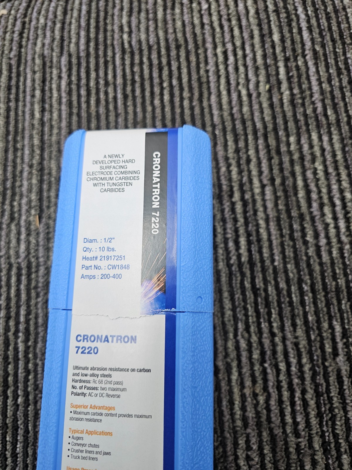 Cronatron 7220 CW1848 Carbide Hard Facing Stick Rod Electrode 10LBS 1/2″ Dia