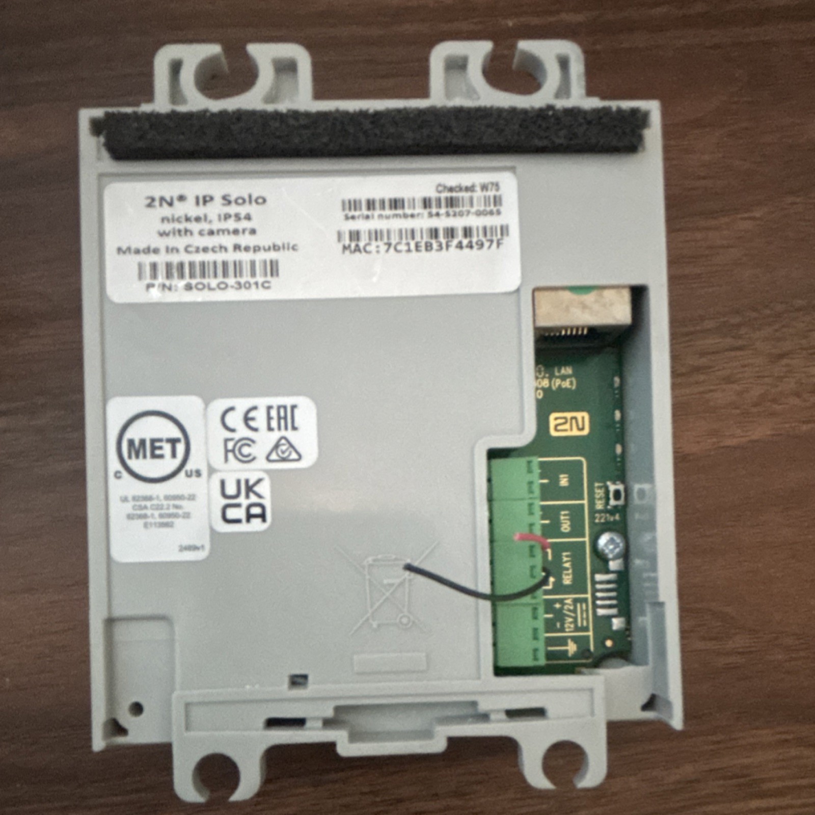 2N IP Solo Access Control Device with Camera Nickel IP54 SOLO-301C