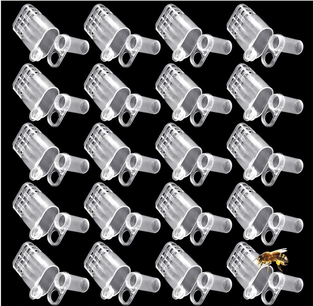 20Pcs White Queen Bee Cages Beekeeping Catcher Plastic Bee Isolator Clip Beekeep
