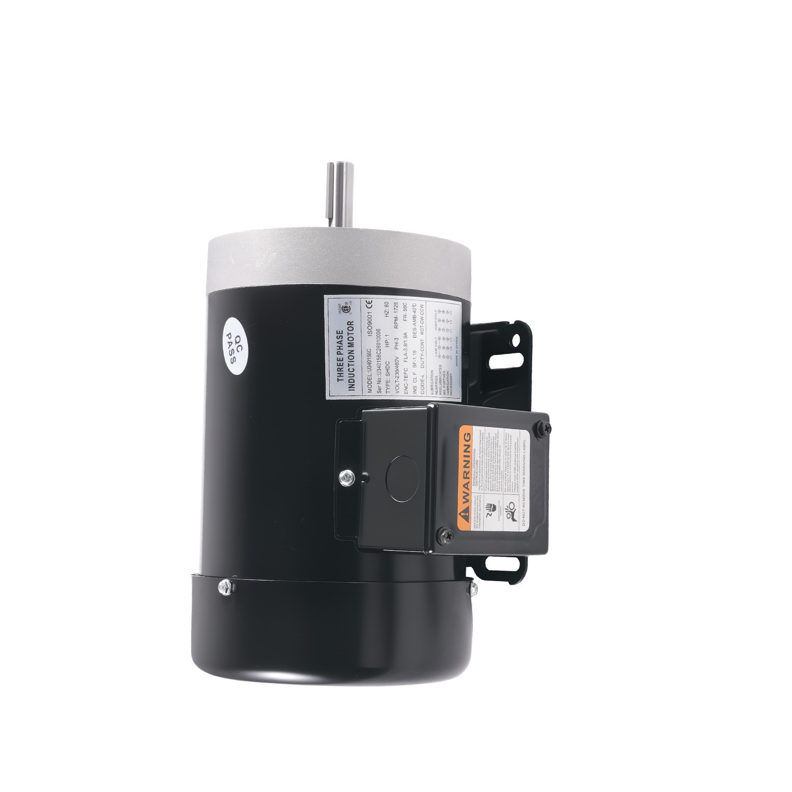 1HP Electric Motor 1725RPM AC230V/460V 56C Frame 3-Phase 5/8″ Keyed Shaft