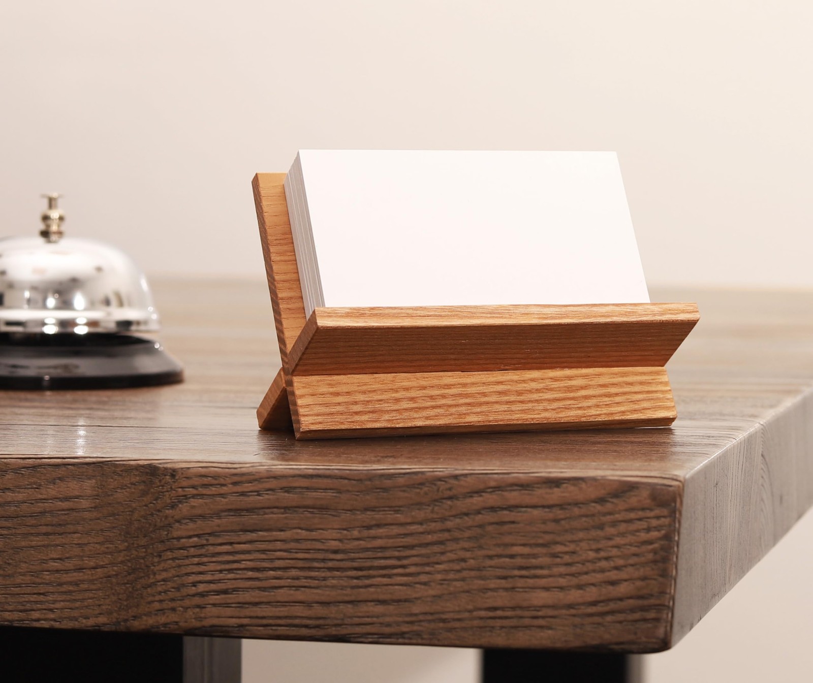 Business Card Holder for Desk – Light Beige Wood Small Cards Holders, Profess…