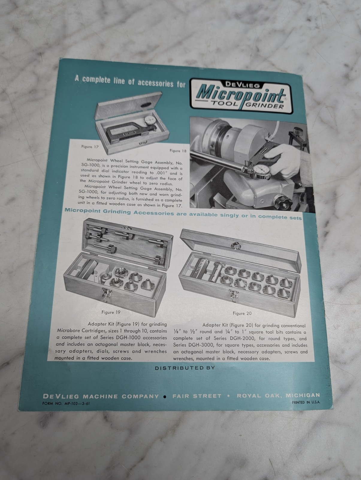 DEVLIEG MICROPOINT TOOL GRINDER PRECISION MACHINE TOOLS INDUSTRY SALES BROCHURE