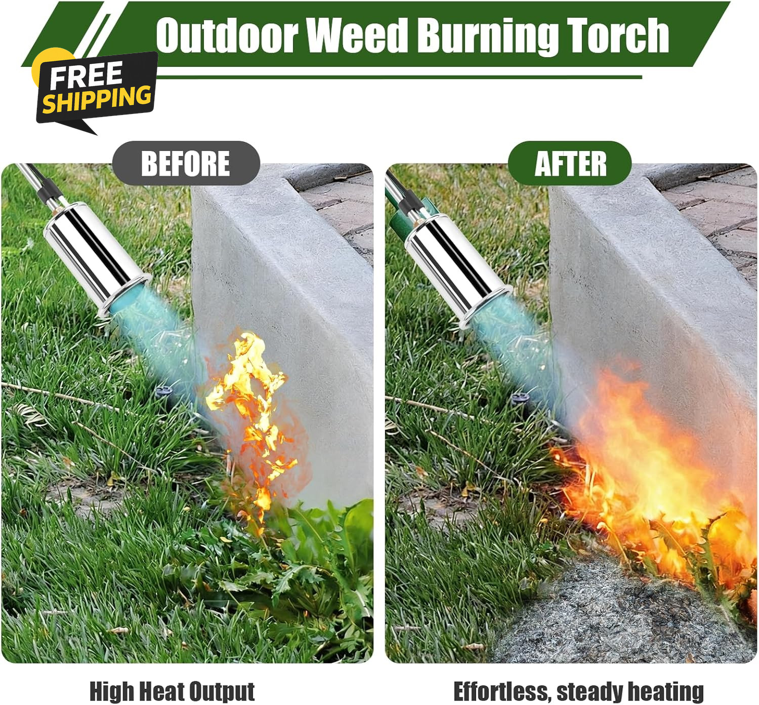 Propane Torch Weed Burner, Adjustable Flame Thrower with Detachable Handle