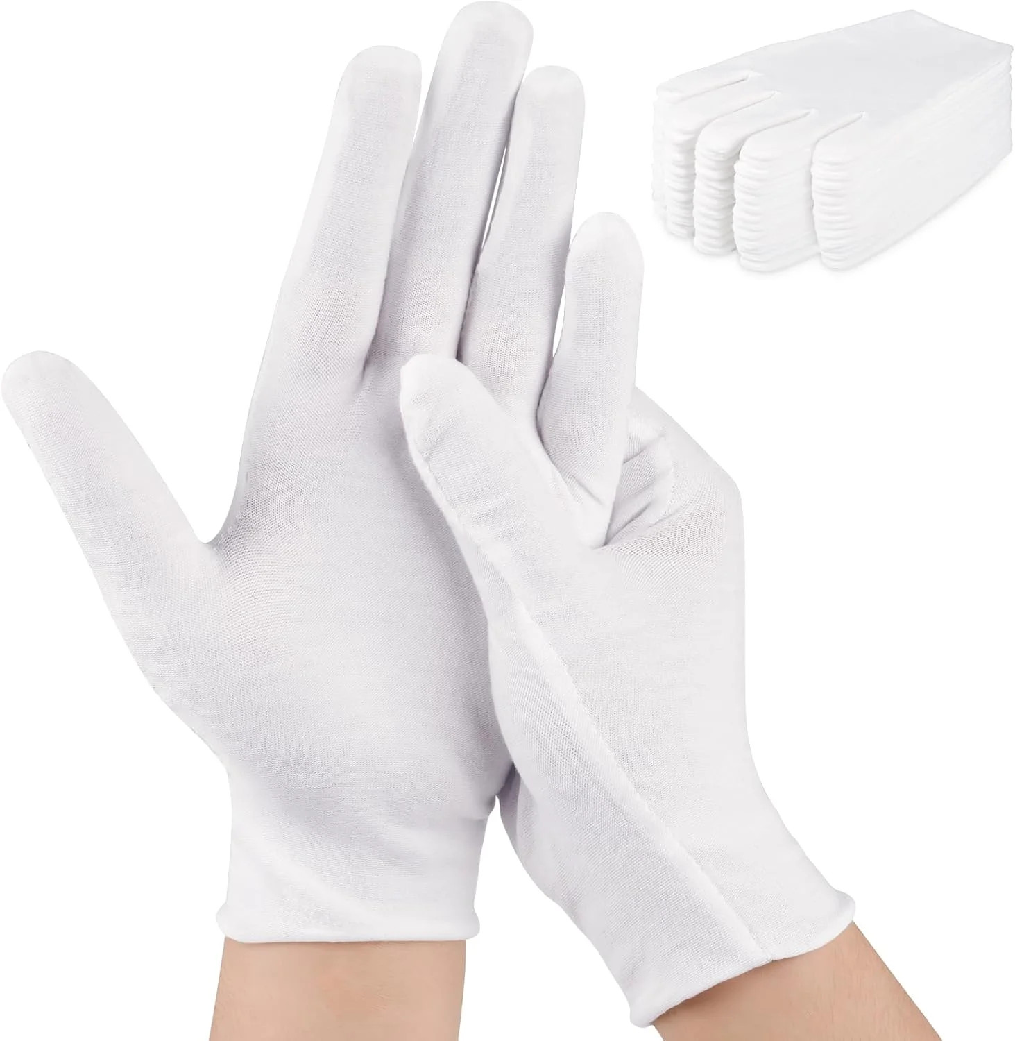 24 Pcs White Cotton Gloves for Dry Hands & Eczema, Moisturizing Sleeping Gloves