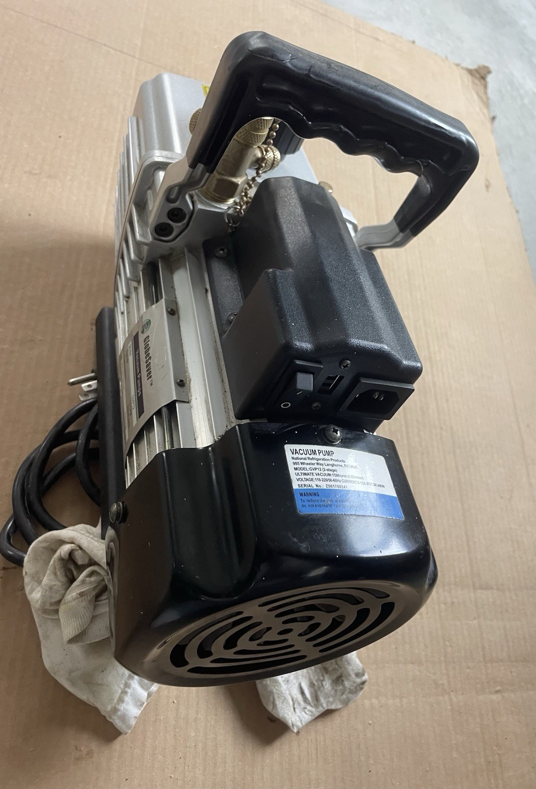 GVP12 GlobeSaver High Vacuum Pump 2 Stage IP 54 With Cord
