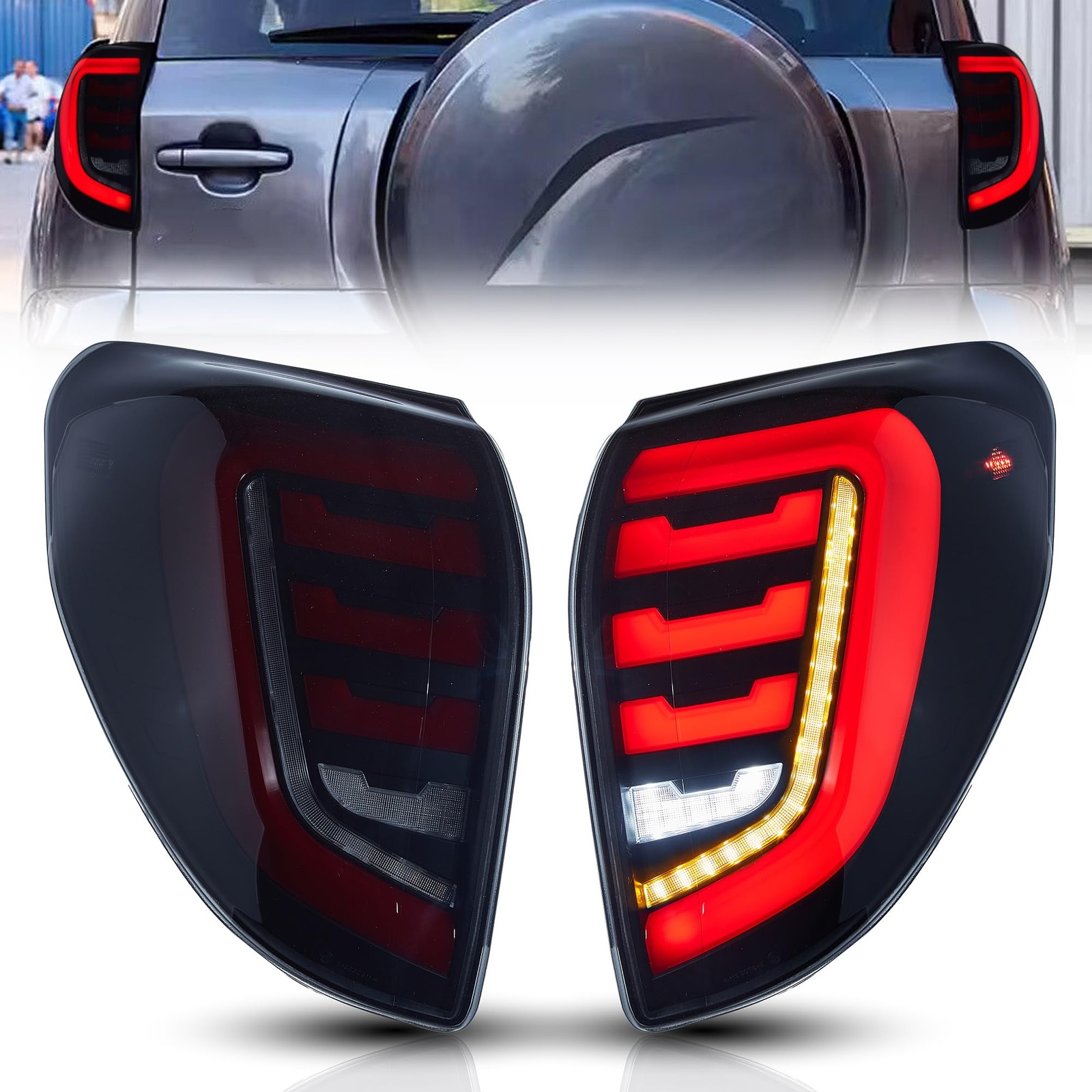 LED Tail Lights RAV4 2006-2012 Smoked Animation DRL Sequential Turn Signal Pair