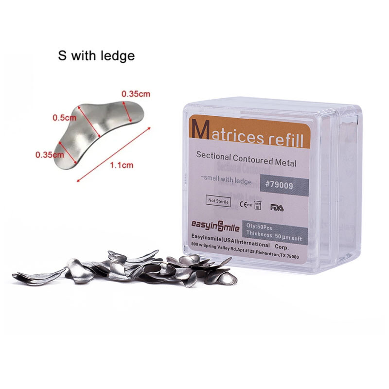 50Pcs Dental Metal Matrices Sectional Contoured Matrix Refill S/M/L EASYINSMILE