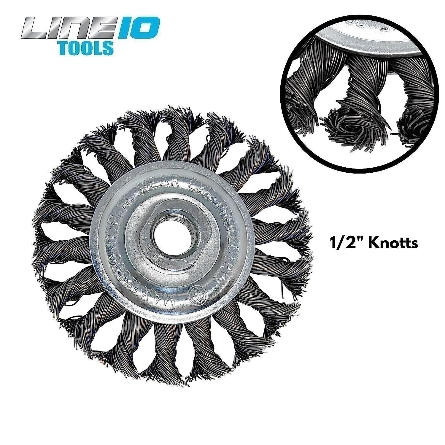 LINE10 Tools 4pk 4-Inch Knotted Circular Wire Wheel Brush for Angle Grinder,…