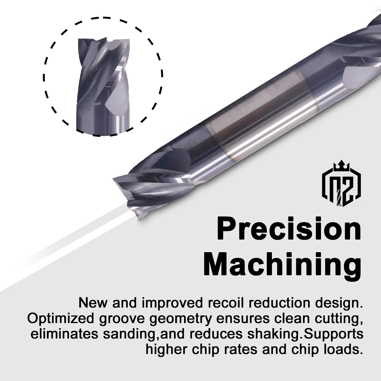 4 Flute 1/4″x 1/2″ x 2-1/2″ Solid Carbide End Mill – Double End – AlTiN Coated