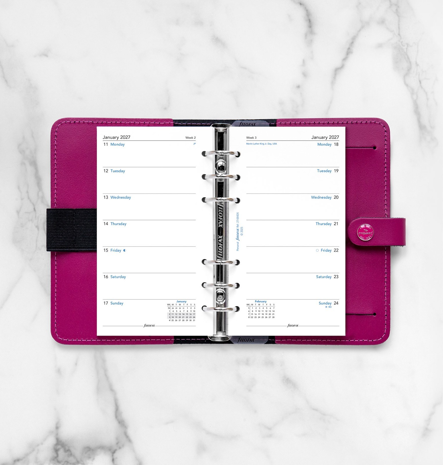 2026 Filofax Personal Size Refill 26-68426, Week on One Page, 95mm x 171mm