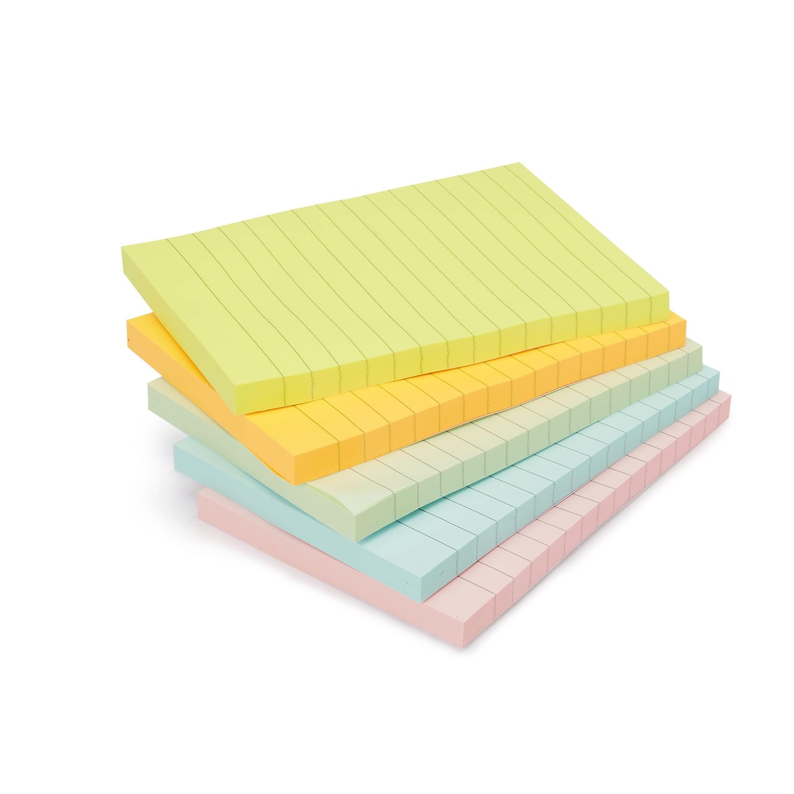 Amazon Basics Lined Sticky Notes, 4×6″ Self-Stick Pads with 4″ x 6″, Assorted