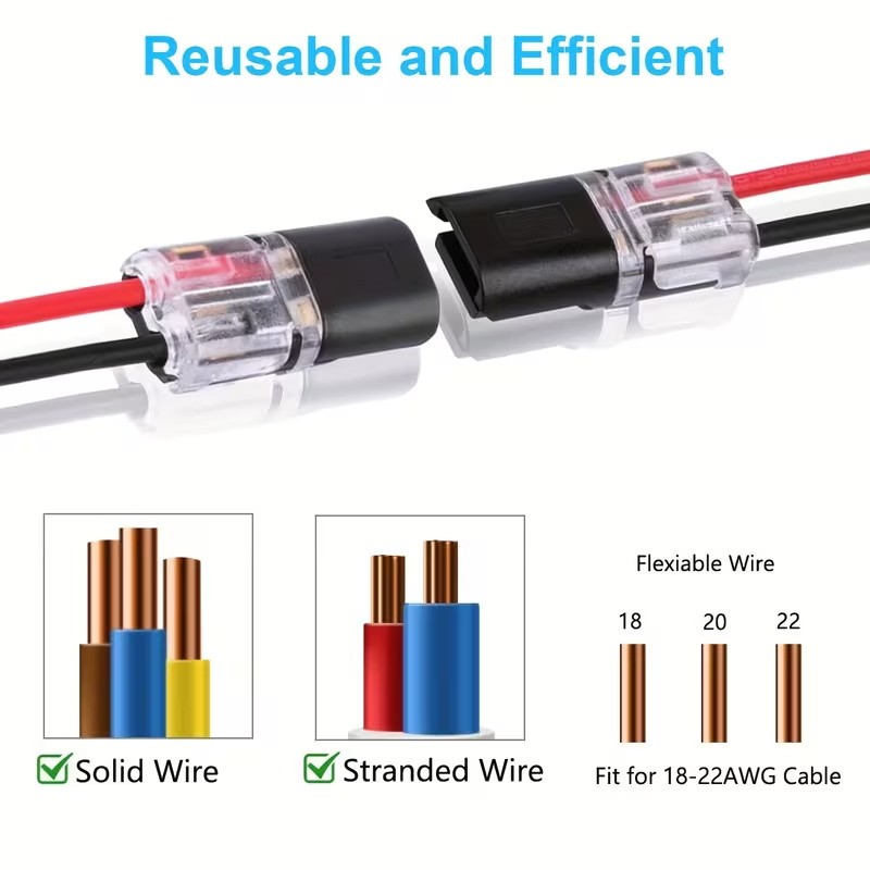 150 PCS Double-Wire Plug-in Cable Snap Connector Terminal Block w Locking Buckle