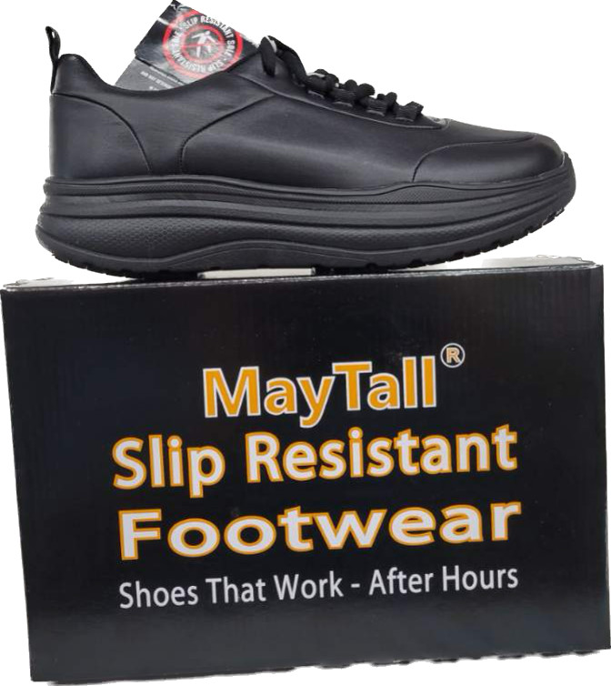 Work Slip Resistant Shoes Men Black Lace Up All Day Comfort Cushion MayTall 7201