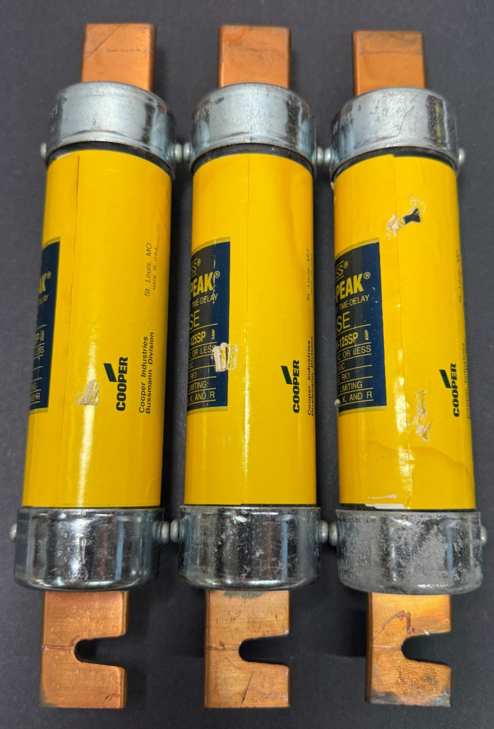 **Lot of 3** Bussmann LPS-RK-125SP 125A Class RK1 600V 200kA Time Delay Fuses