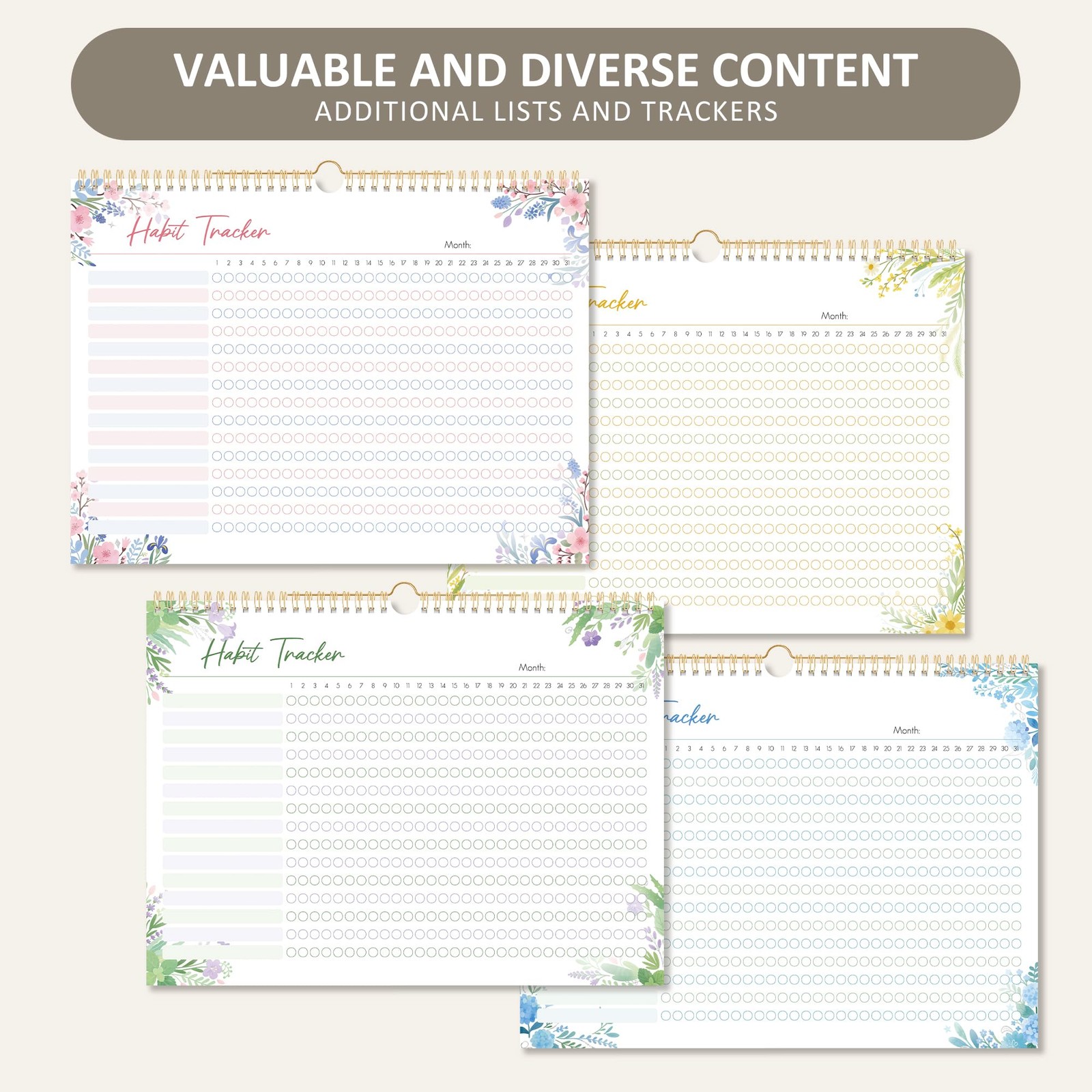 BIROYAL Habit Tracker Calendar 2026 (Undated 12 Months) – Daily Green