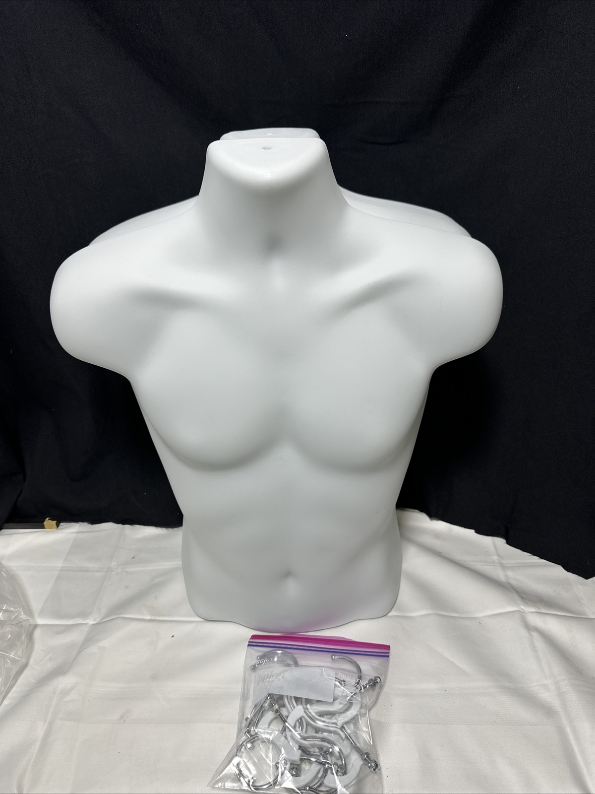 Set Of 10-Molded Man’s Shirt Torso Form Fits S – L Hanging Male Mannequin White