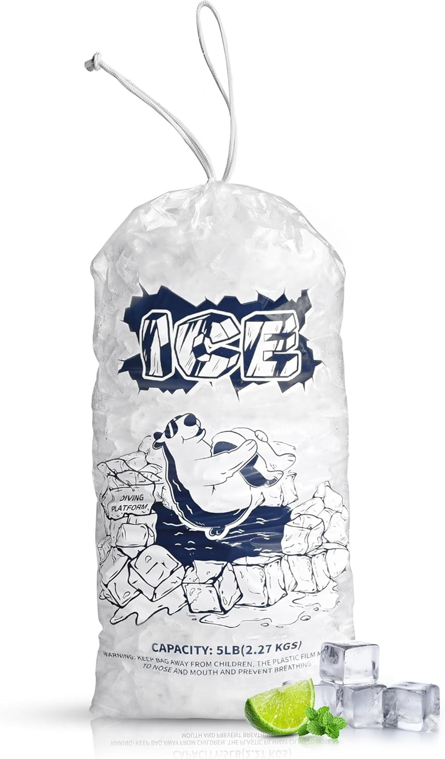 Ice Bags 5lb with Drawstring50 Pack Plastic Ice Bags for Ice Storage