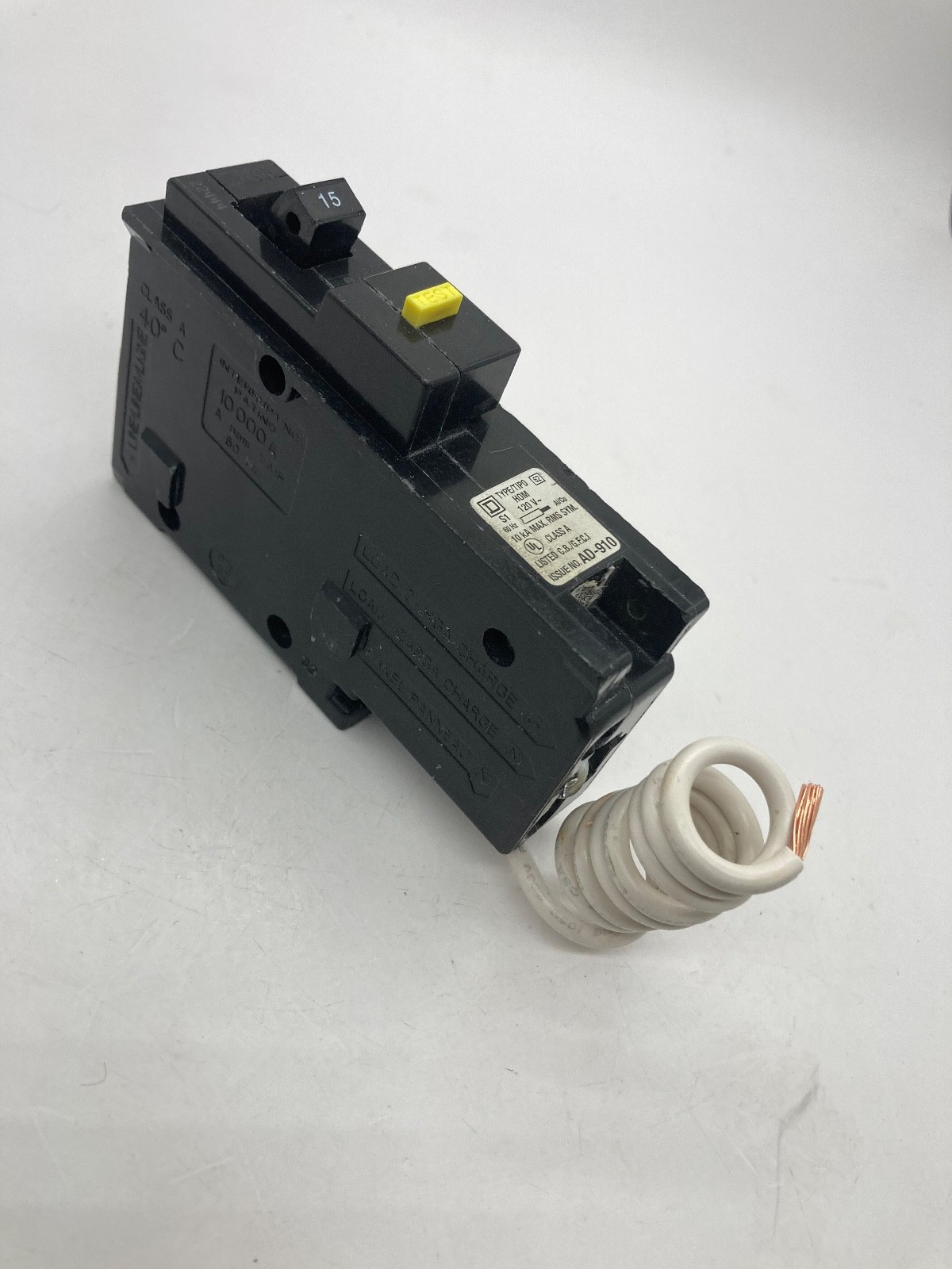 Homeline HOM115GFI 15 Amp 1 Pole 120V Plug On Ground Fault GFCI Circuit Breaker