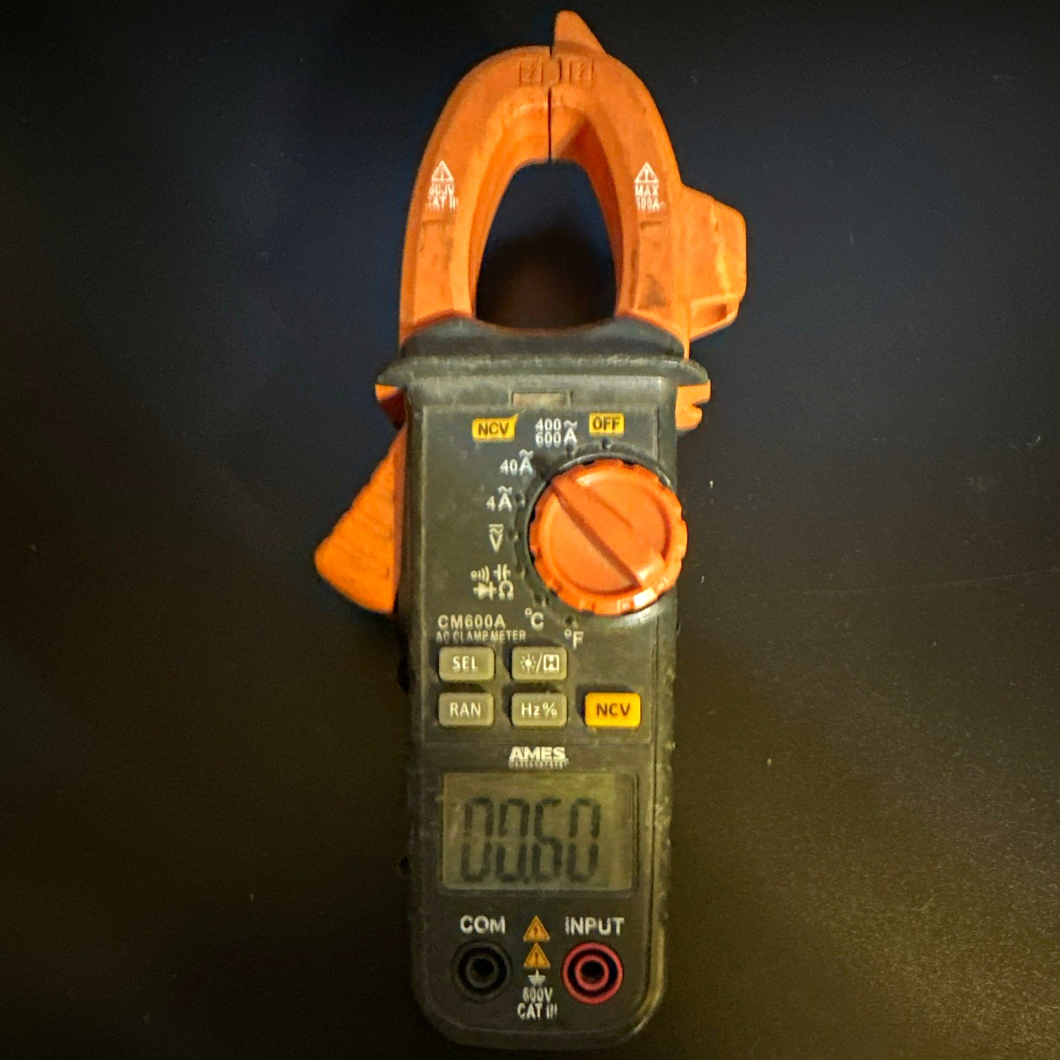AMES Instruments CM600A AC Clamp Meter 600A 600V 6000 Count NCV, Hz, Cap