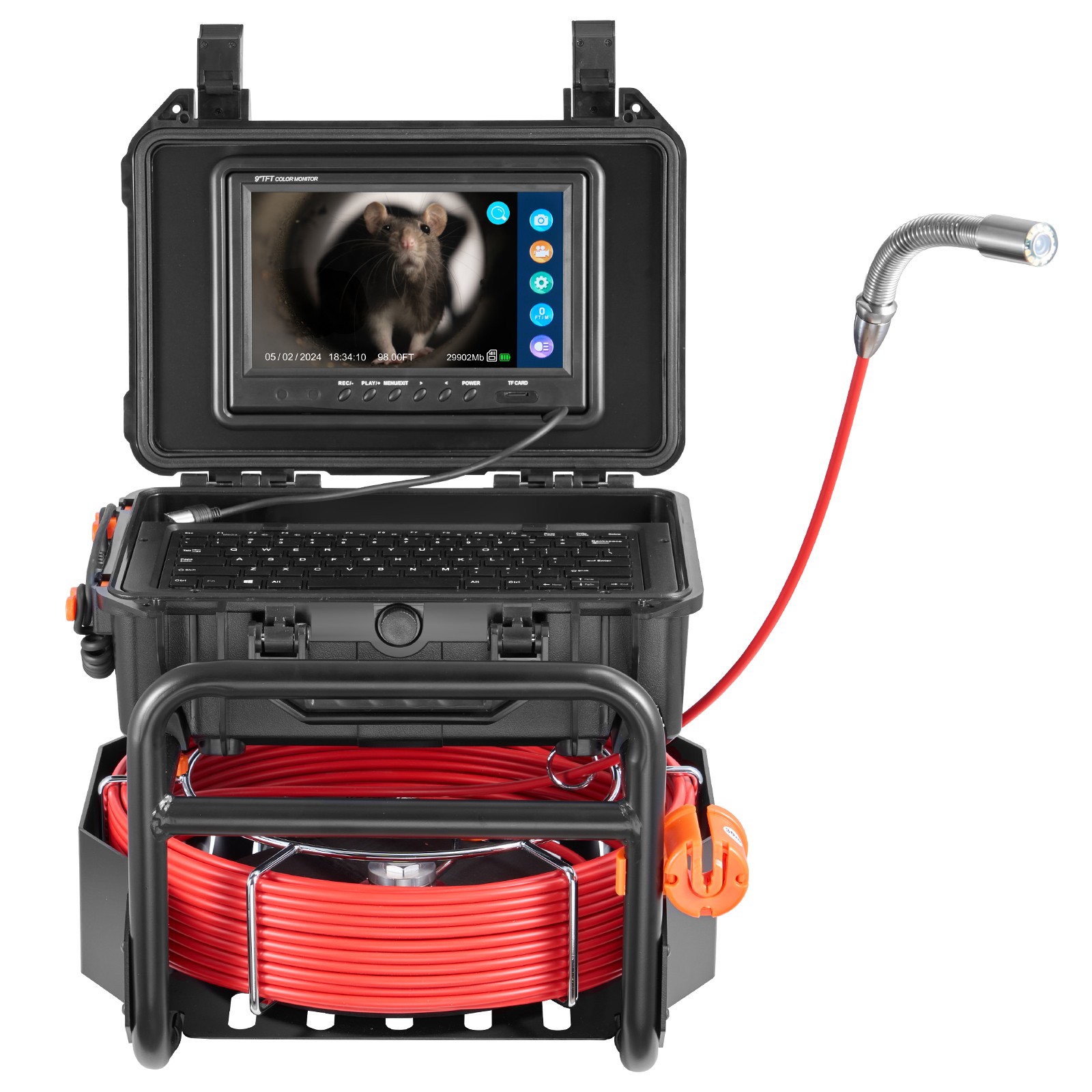 9″ Sewer Camera 98 ft/30m Self-Leveling Drain Camera with 512Hz Transmitter