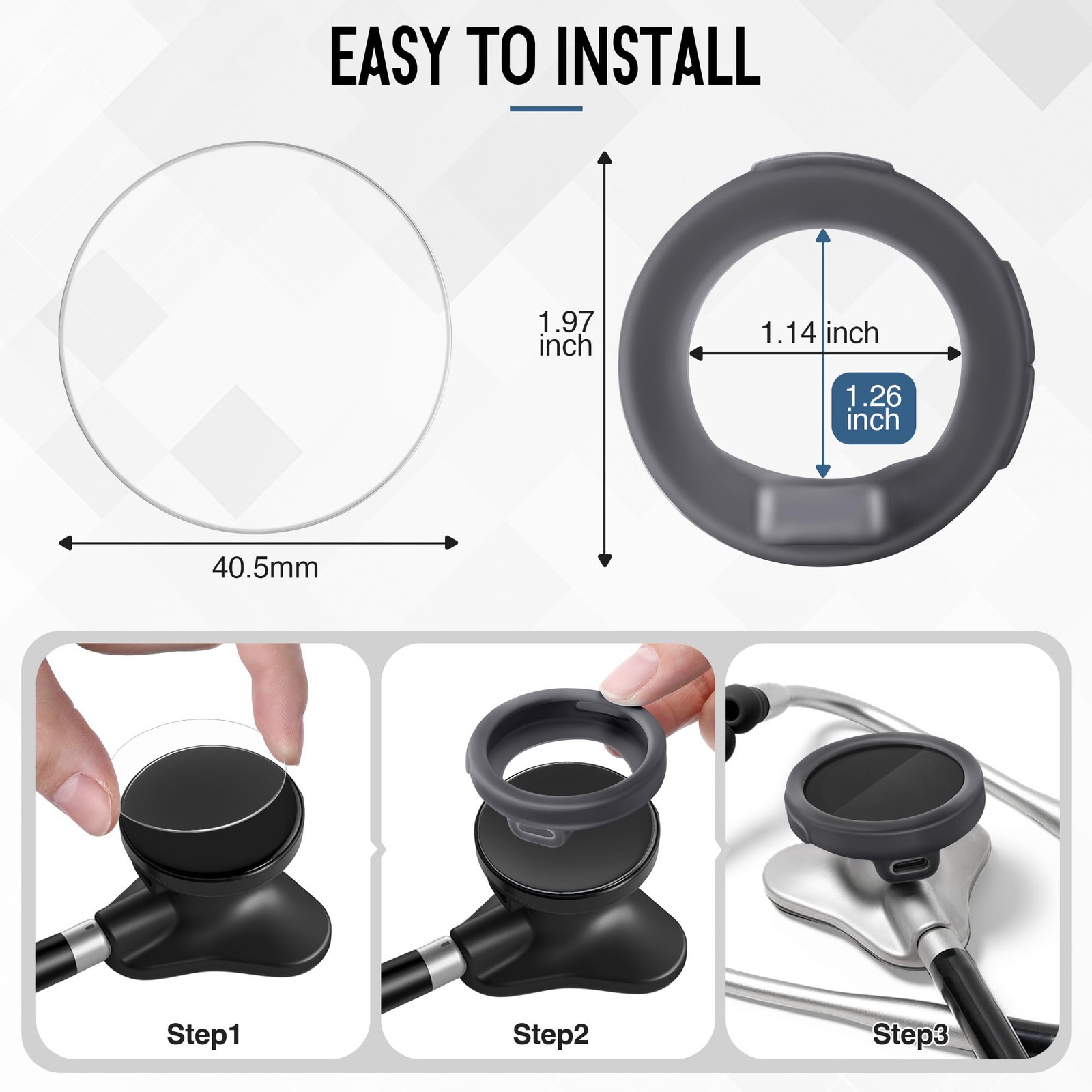Stethoscope Protection Kit Compatible with EKO Core 500, 3 2.5D Tempered Glas…