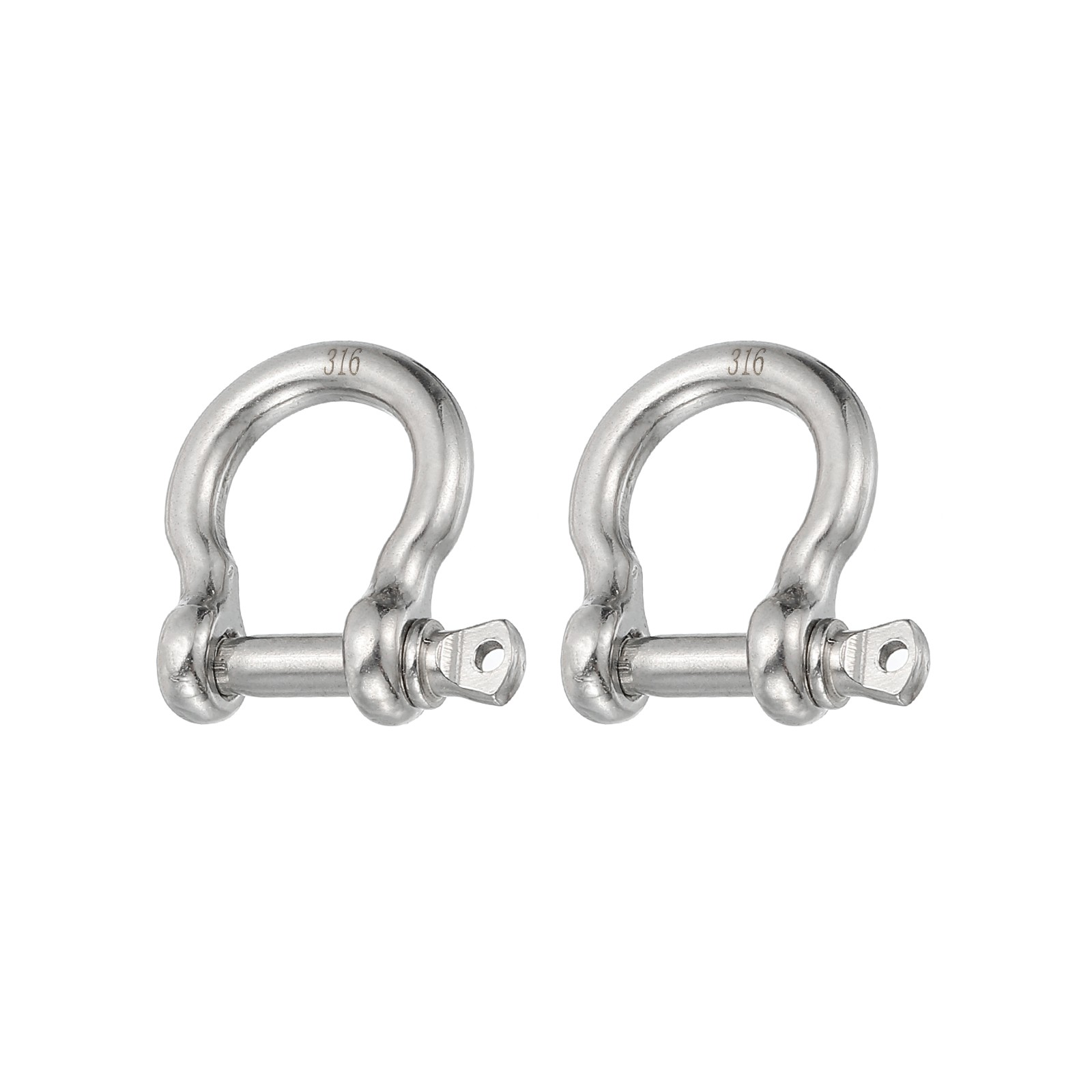 2Pcs Screw Pin Shackle 3.9mm 1/8″ 220lb Forged Bow Shackle Marine Grade Silver