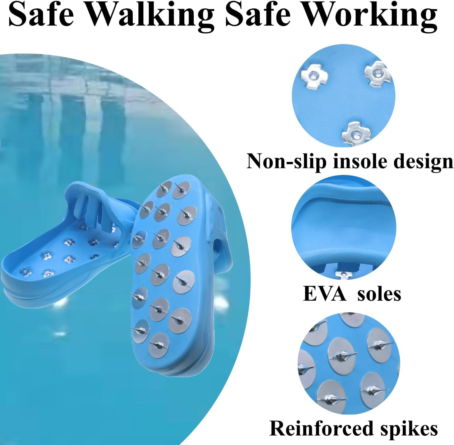 X-Large Sharp Spiked Shoes for Safe Walking on Epoxy Floors – Blue
