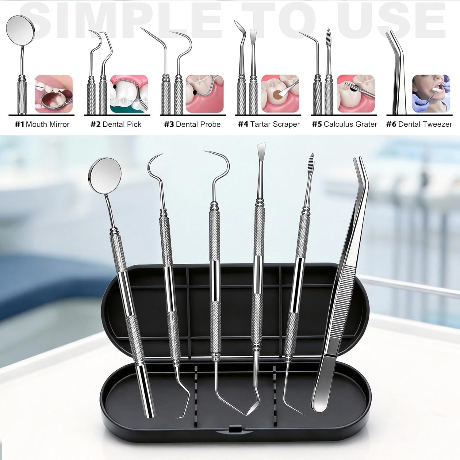 Dental Tools Plaque Remover Teeth Cleaning Tool﻿s Kit 6 Pcs Dental Care Kit S…