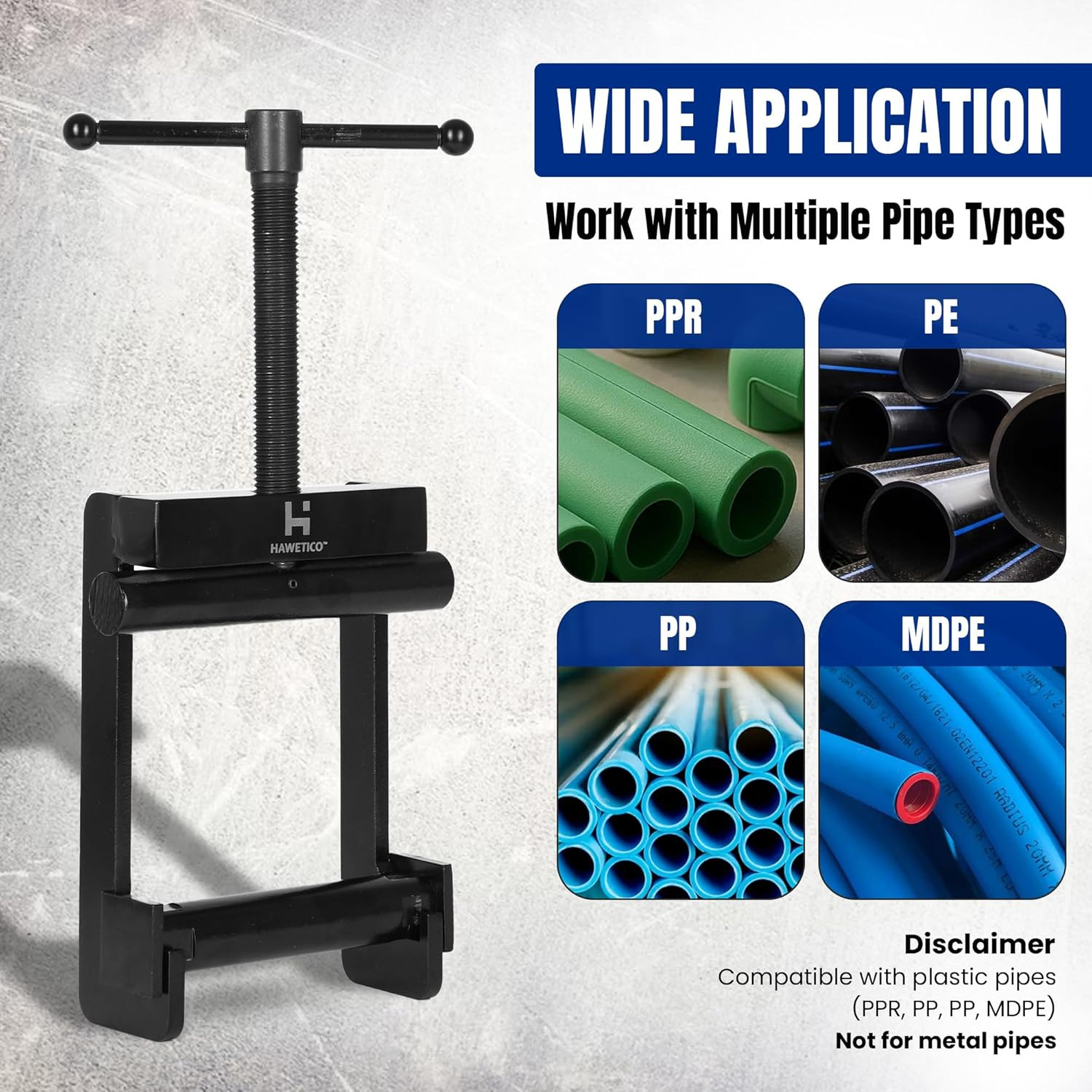 Heavy-Duty Pipe Squeeze-Off Tool for Plastic Tubing 0.63–2.5 in (16-63 Mm) Shut-