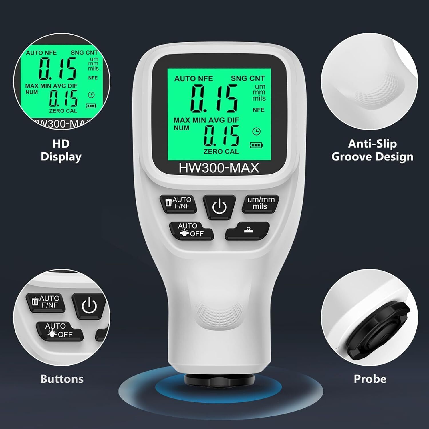 Paint Coating Thickness Tester Auto Measuring Gauge Meter Kit Digital Car HW-300
