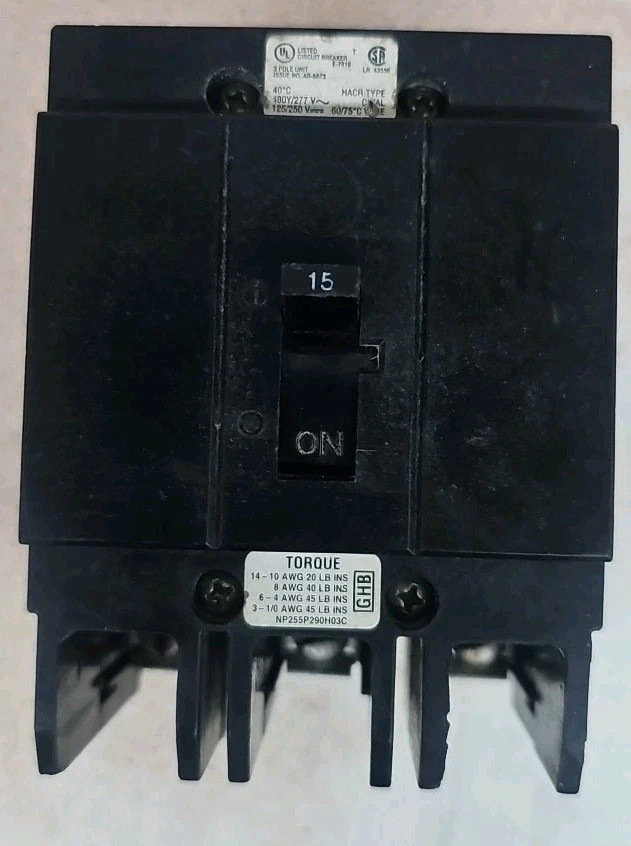USED Eaton – GHB3015, 3 Pole, 15A, 480/277V, Series C, G-Frame Breaker