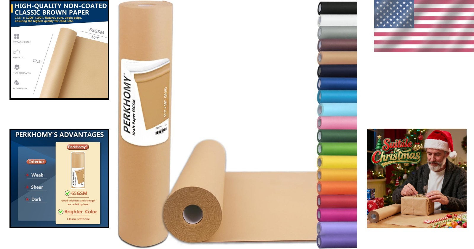Kraft Paper Roll Gift Wrapping Craft Art Decor Large Size 17.5x1200in