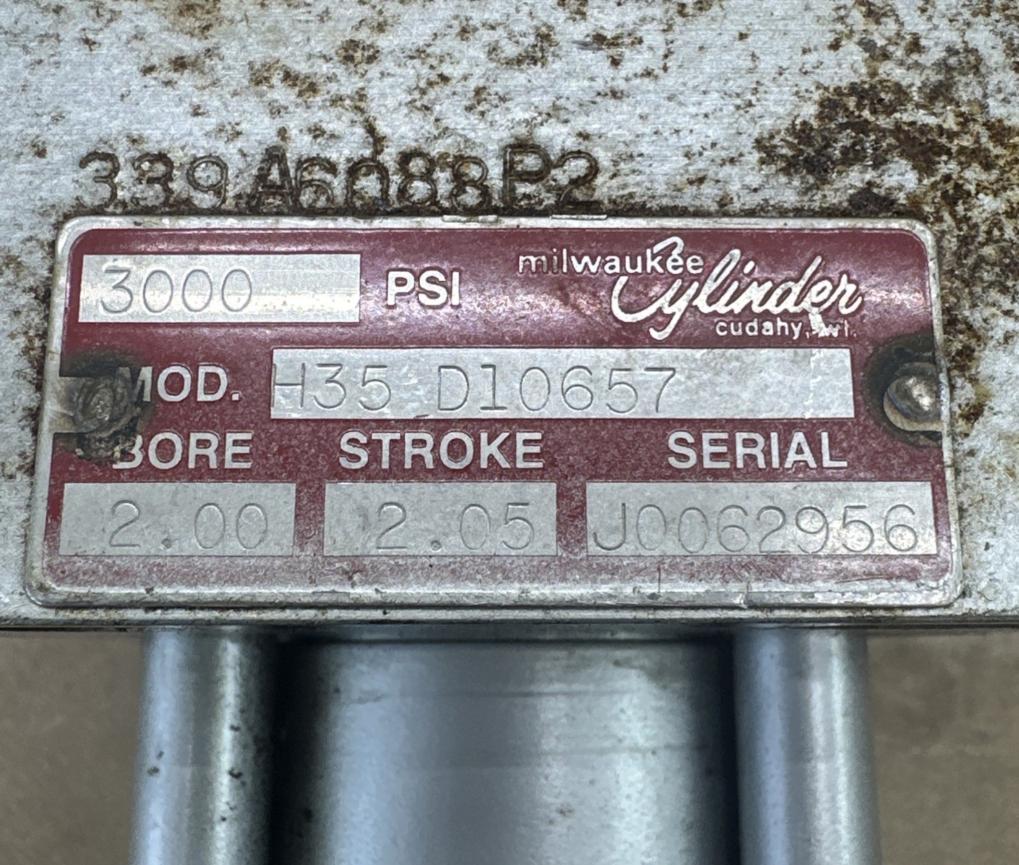 Milwaukee Cylinder H35 D10657 250PSI 2” Bore X 2.05” Stroke 3000PSI – PREOWNED