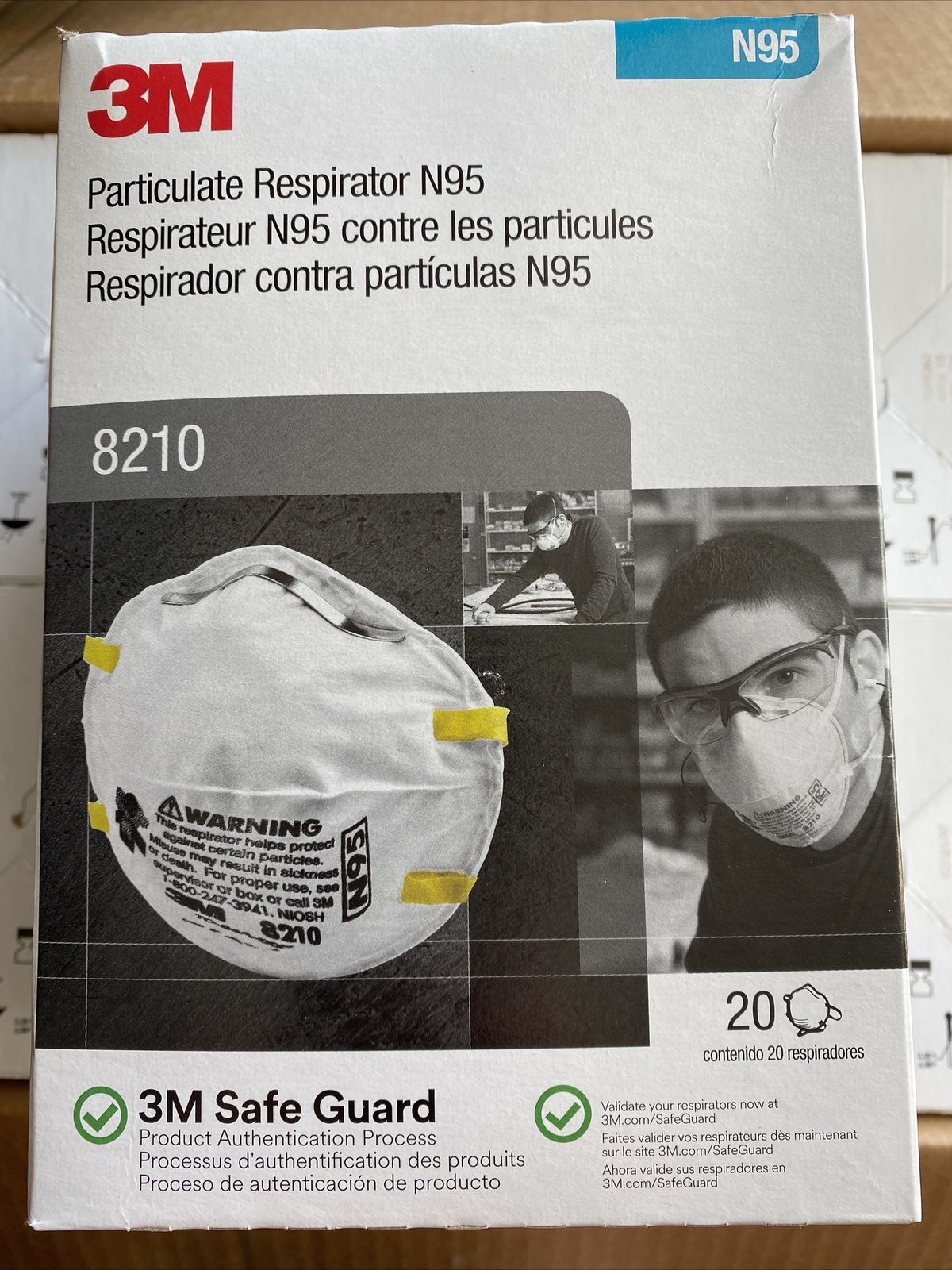 3M 8210 N95 Particulate Respirator Protection Masks Case of 8 Boxes 20/box