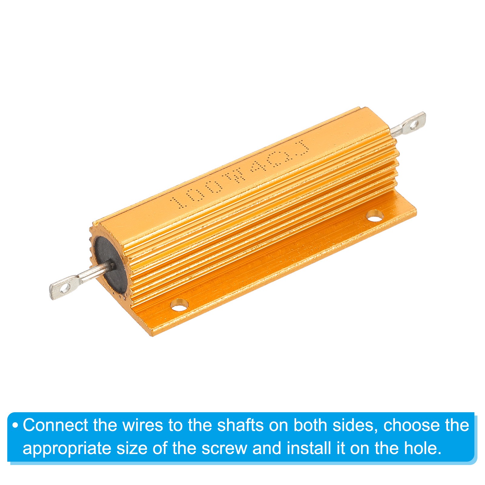 8PCS 100W 4 Ohm Aluminum Shell Resistor Aluminum Housing Resistor Golden
