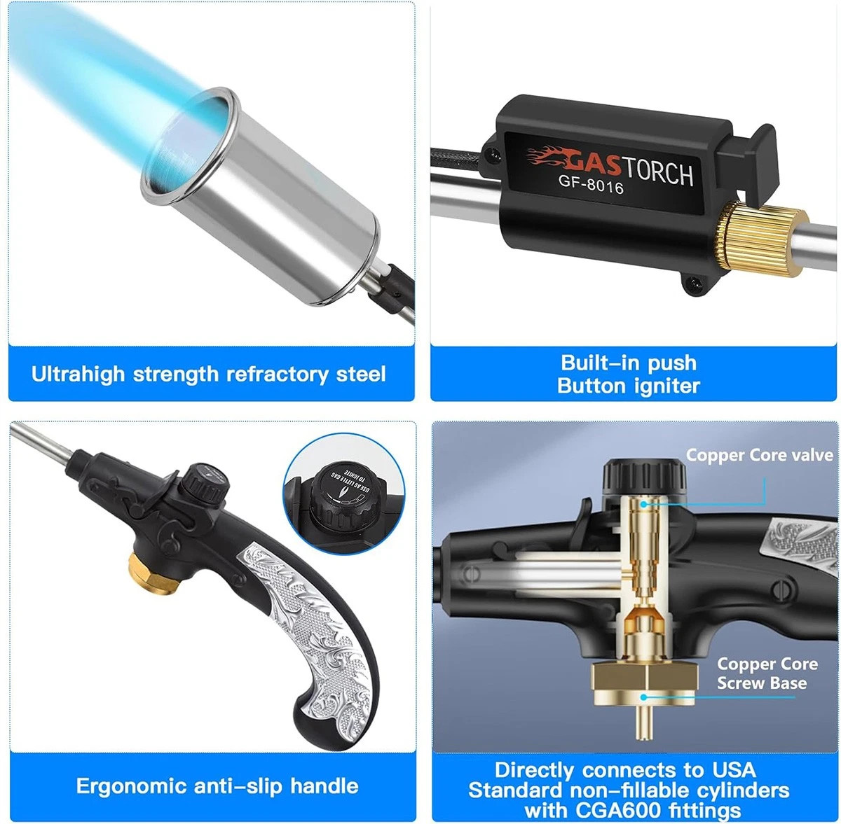 Propane Torch Weed Burner Weed Torch Flamethrower Heavy Duty Blow Torch Control
