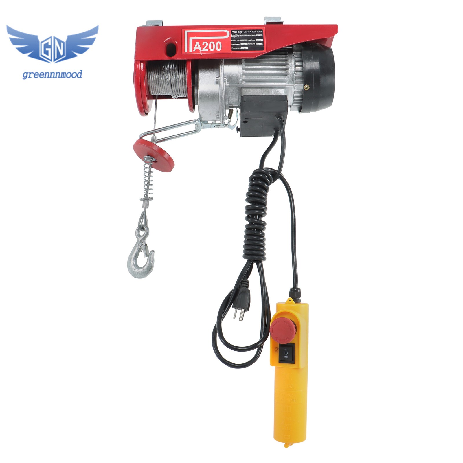 Mini Electric Hoist 110v 440lbs/200kg 6.6ft/2m Wired Remote Control