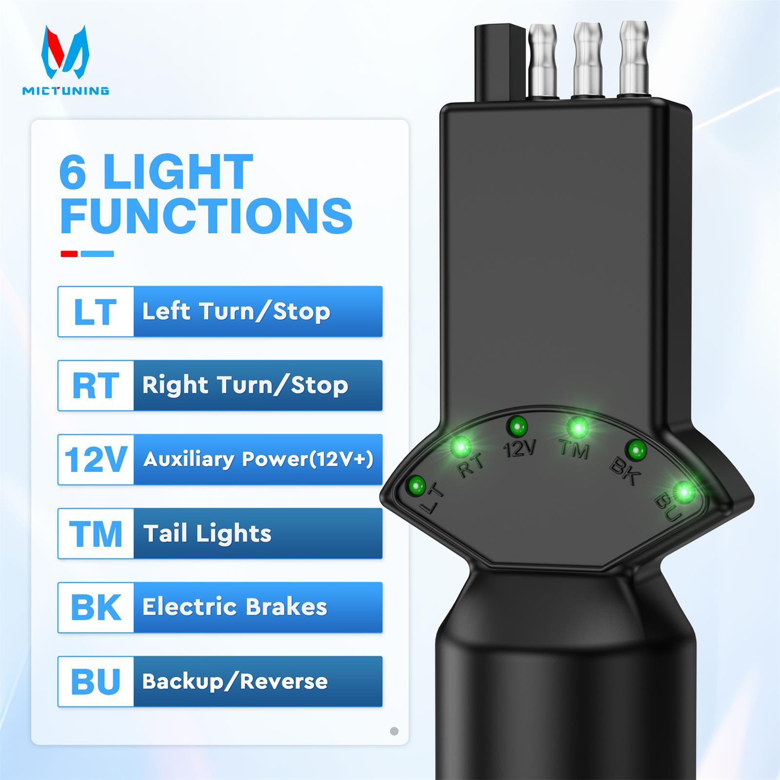 7 Way Blade & 4 Pin Trailer Light Circuit Tester w/LED Indicators Light Tester
