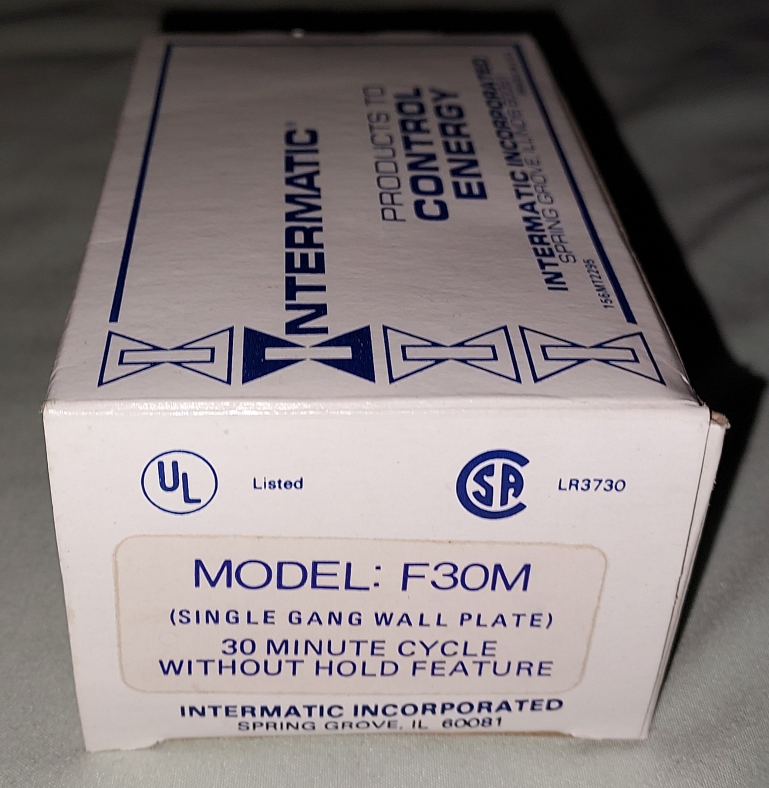 F30M INTERMATIC TIME SWITCH 0-30 MIN 1 GANG 5 AMP 125 VAC 1 HP NEW SPRING WOUND