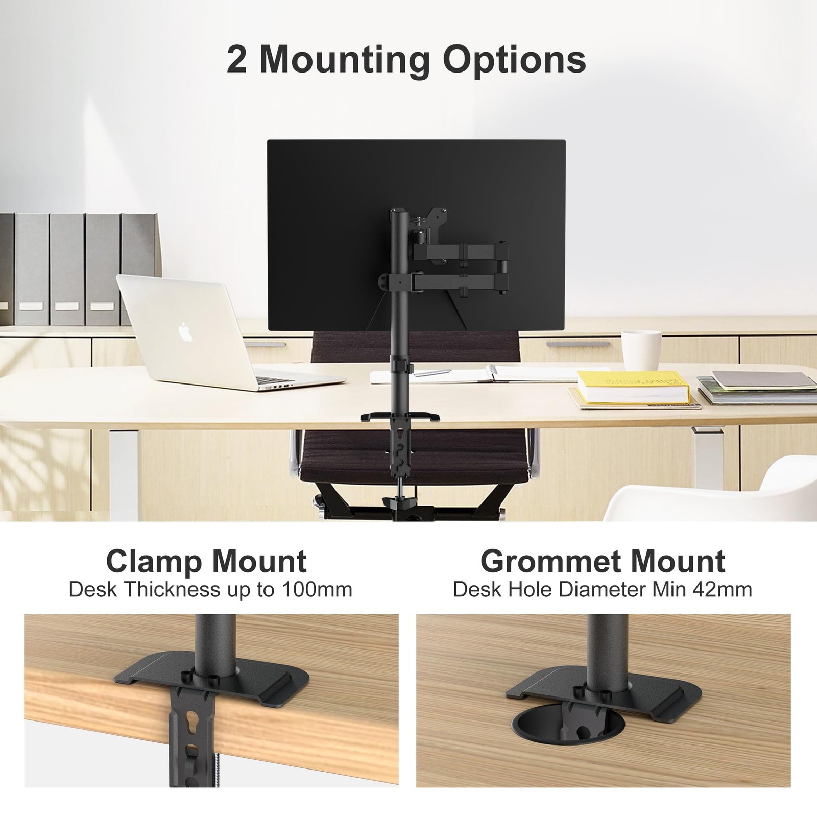 Bracwiser Monitor Mount Single Fully Adjustable Arm Fits One Screen 13-32 inc…