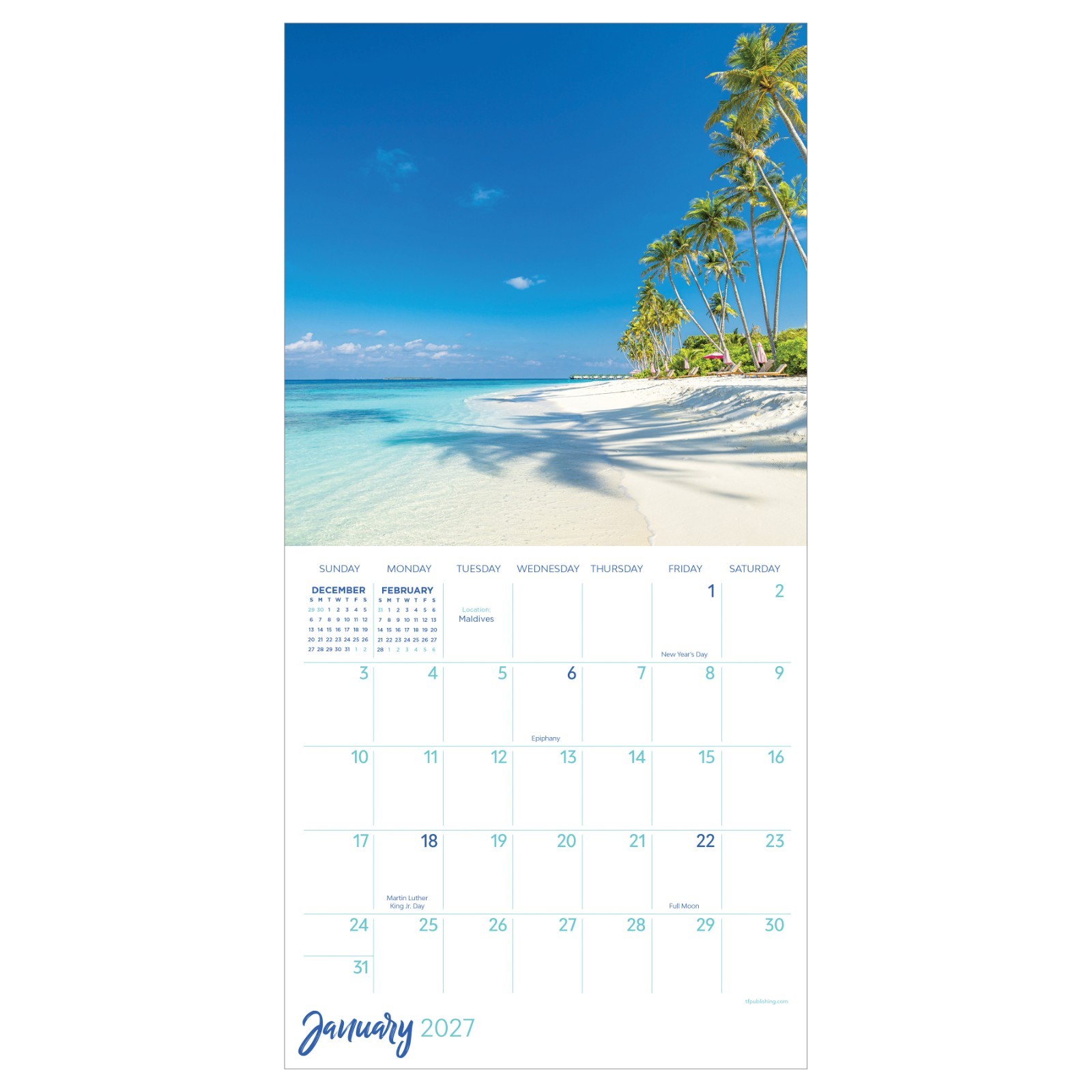 2027 Tropical Beaches Mini Calendar