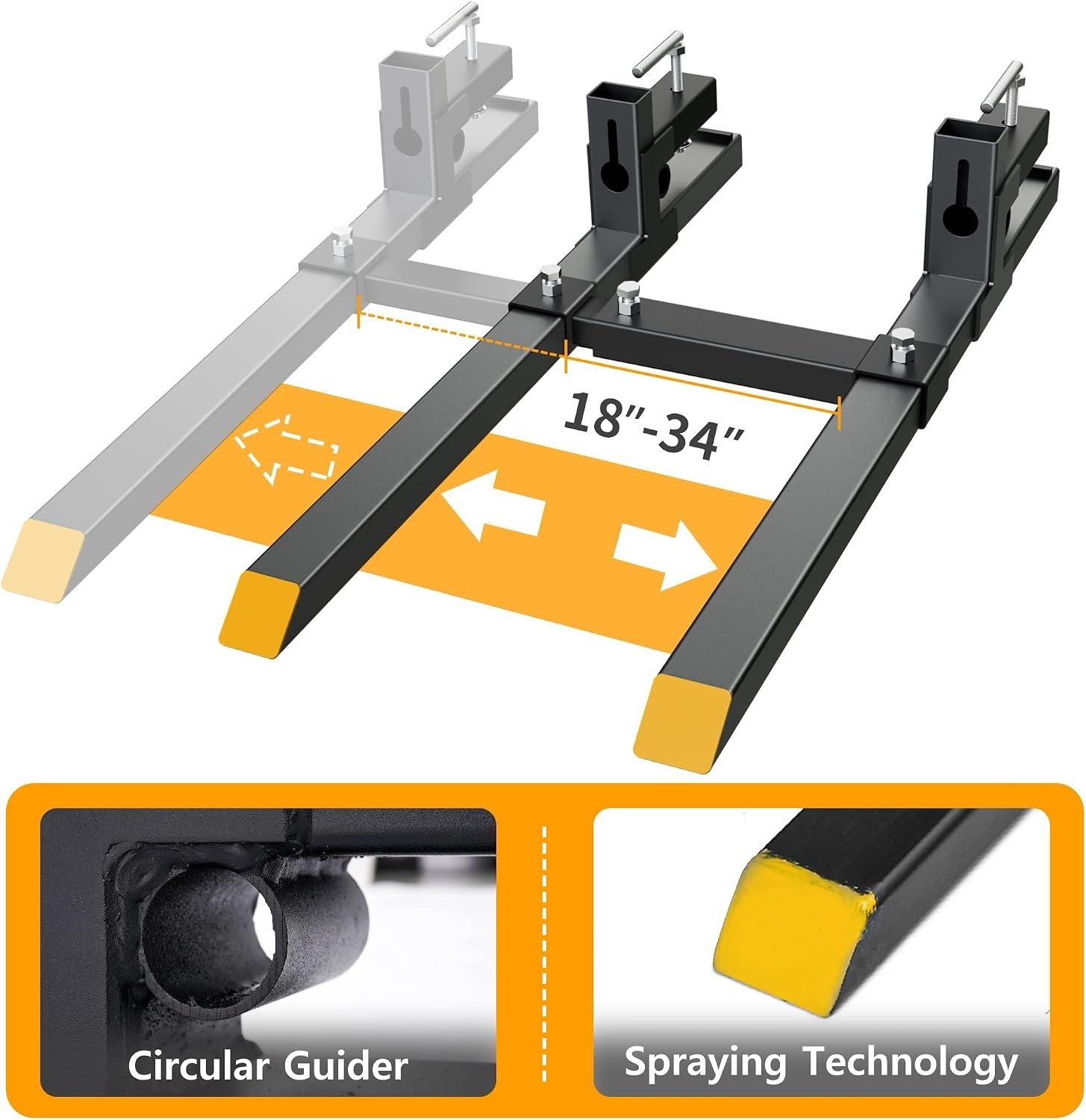 YINTATECH 60 Inch Clamp On Pallet Forks 4000 Lbs Bucket Attachment