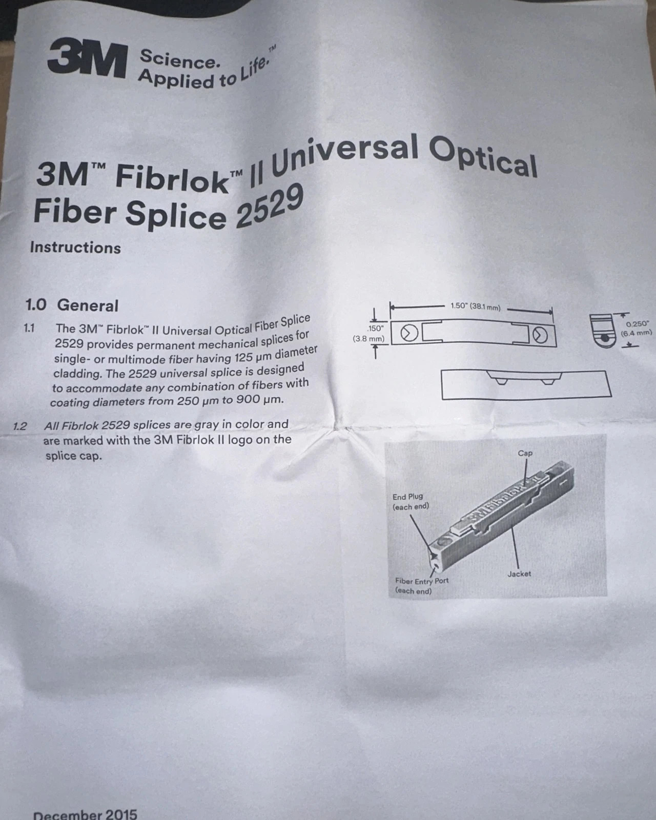Fiber Splicing Corning 3M FIBRLOK 2529 – FIBER SPLICE 250 900 – Pack of 6
