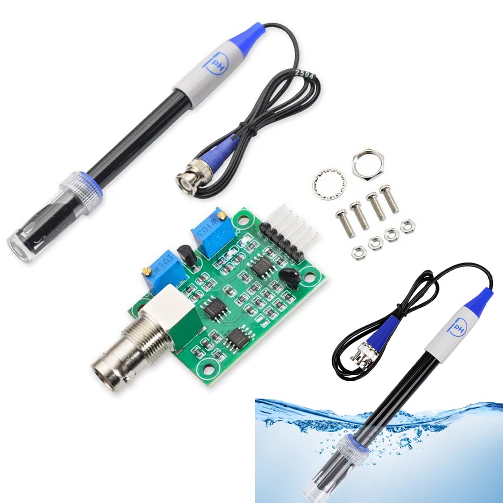 Liquid PH 0-14 Value Detect Sensor Module + PH Electrode Probe BNC for Arduino