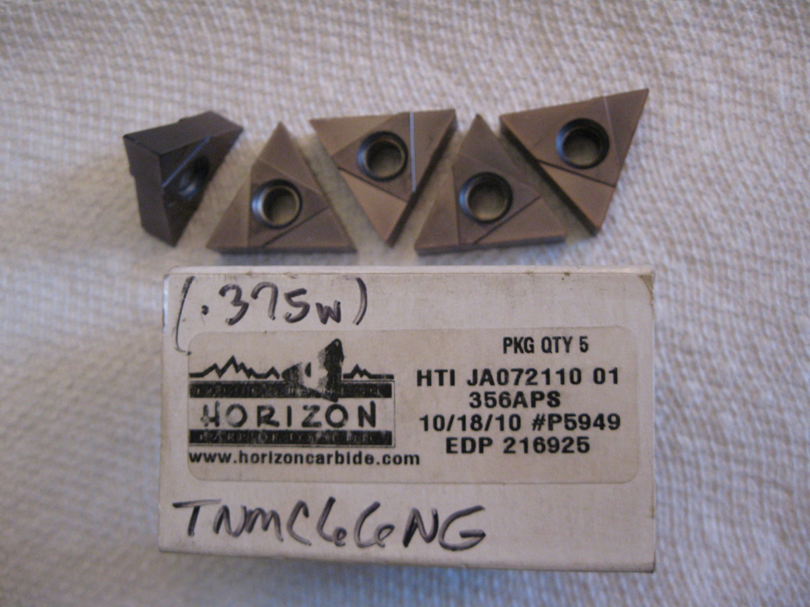 Horizon Carbide HTI JA072110 01 356APS (TNMC66NG) Lot of 5 Carbide Inserts